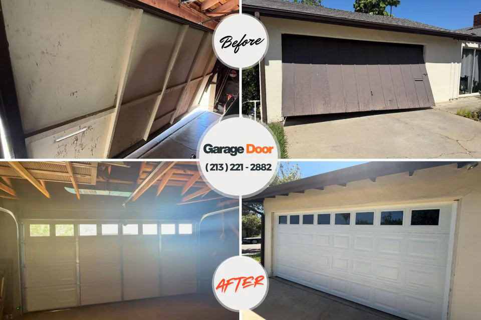 Before and after: garage door opener repair Breaux Bridge, LA